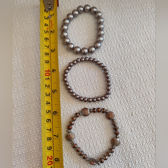 Set of 3 bracelets in Silver/Bronze tone - Picture 4 of 6